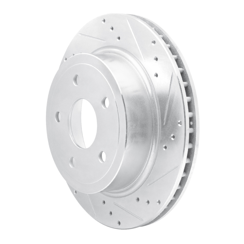 Dodge Ram 1500 Pickup Brake Rotor (1) - Rear Left - R1 Concepts - Drilled & Slotted - Silver - `04-`06